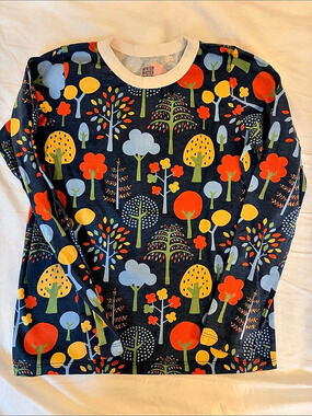 Winter Water Factory Long-Sleeve Tee - Trees Navy & Green Trees Tee Blue &
